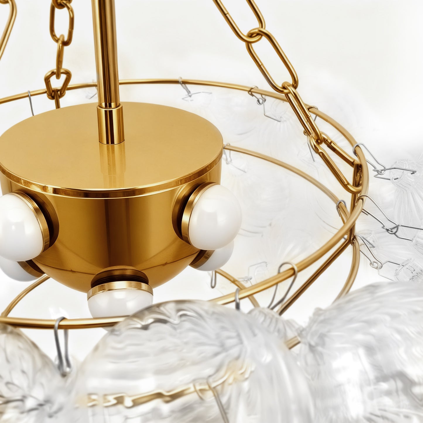 YANSUN Chandelier LED Bubble Twist Layered Pendant Light in Gold Finish with RGB/CW Dimming, 24W