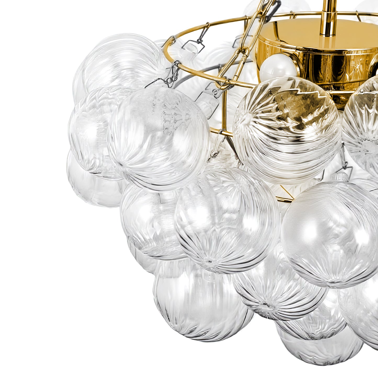 YANSUN Chandelier LED Bubble Twist Layered Pendant Light in Gold Finish with RGB/CW Dimming, 24W