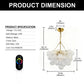 YANSUN Chandelier LED Bubble Twist Layered Pendant Light in Gold Finish with RGB/CW Dimming, 24W