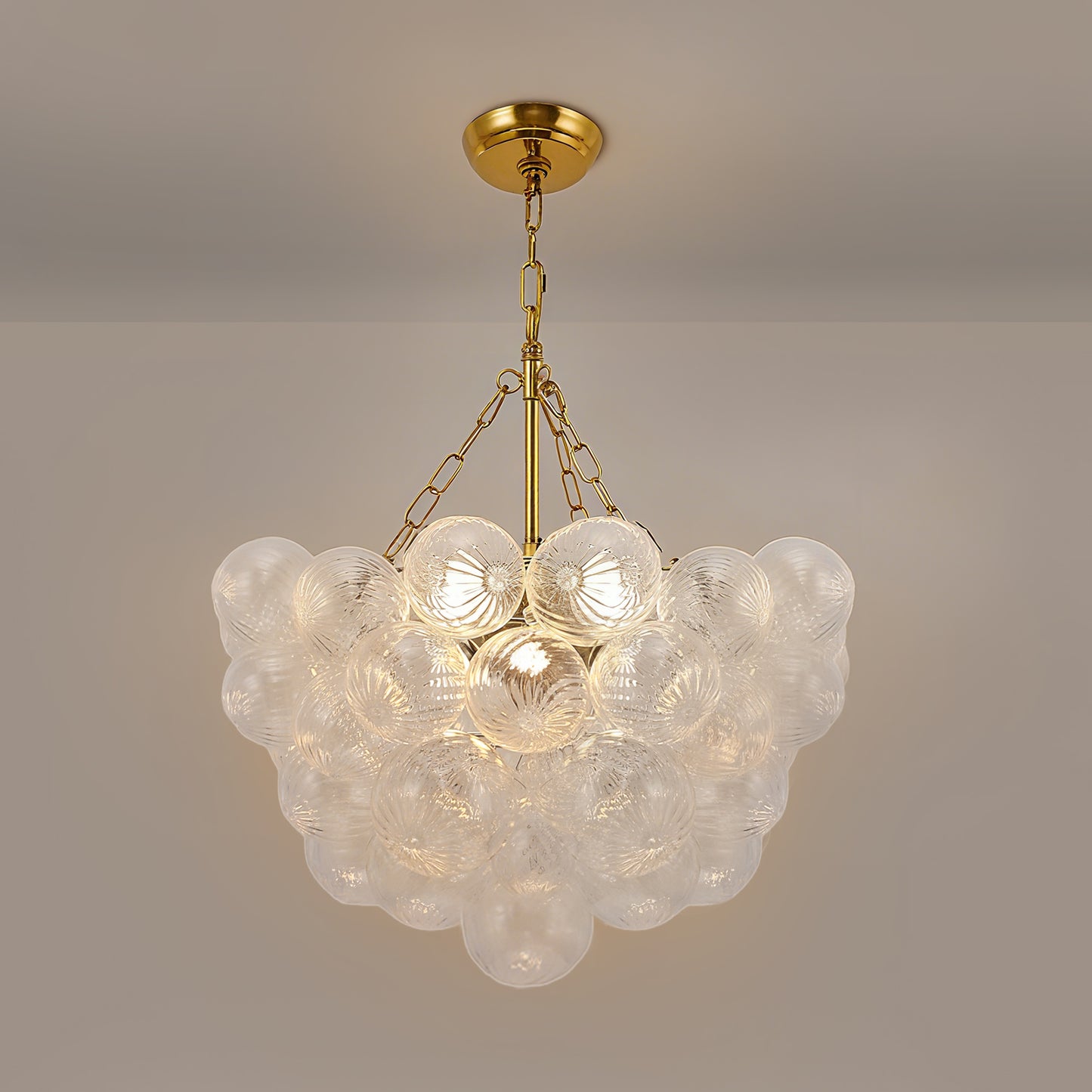 YANSUN Chandelier LED Bubble Twist Layered Pendant Light in Gold Finish with RGB/CW Dimming, 24W
