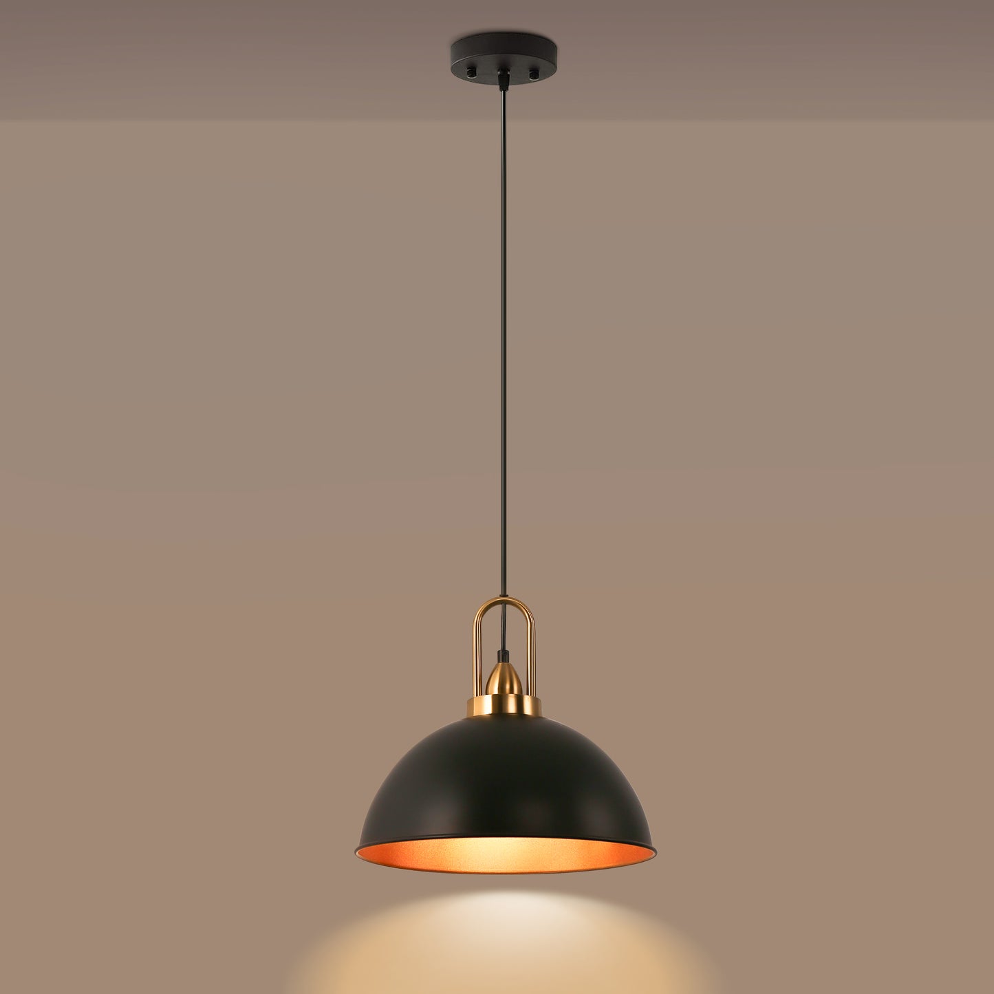 YANSUN 2-Pack Farmhouse Pendant Light with Iron Frame Black Gold E26 Bulb Not Included