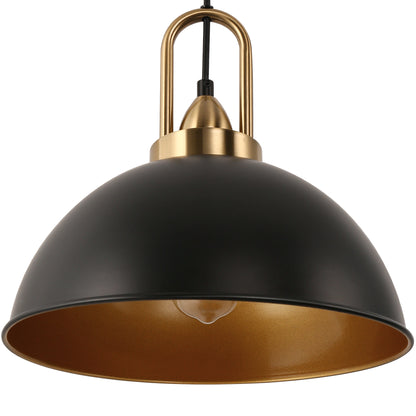 14 in. 1-Light Matte Black Farmhouse Pendant Light Hanging Industrial Ceiling Lights Fixture for Kitchen Island (2-Pack)