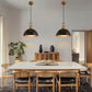 YANSUN 14 in. (2-Pack) 1-Light Farmhouse Black and Gold Pendant Lights with Bowl Shade E26 for Kitchen Island No Bulbs Included