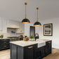 YANSUN 14 in. (2-Pack) 1-Light Farmhouse Black and Gold Pendant Lights with Bowl Shade E26 for Kitchen Island No Bulbs Included