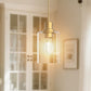 YANSUN Single-Light Cylinder Pendant with Clear Glass Shade, Brushed Copper Finish, Minimalist Design, Adjustable Hanging