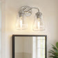 YANSUN 13 in. 2-Light Modern Nickel Bell Vanity Light Bathroom Fixture with Clear Glass Shade for Bathroom Mirror or Dressing