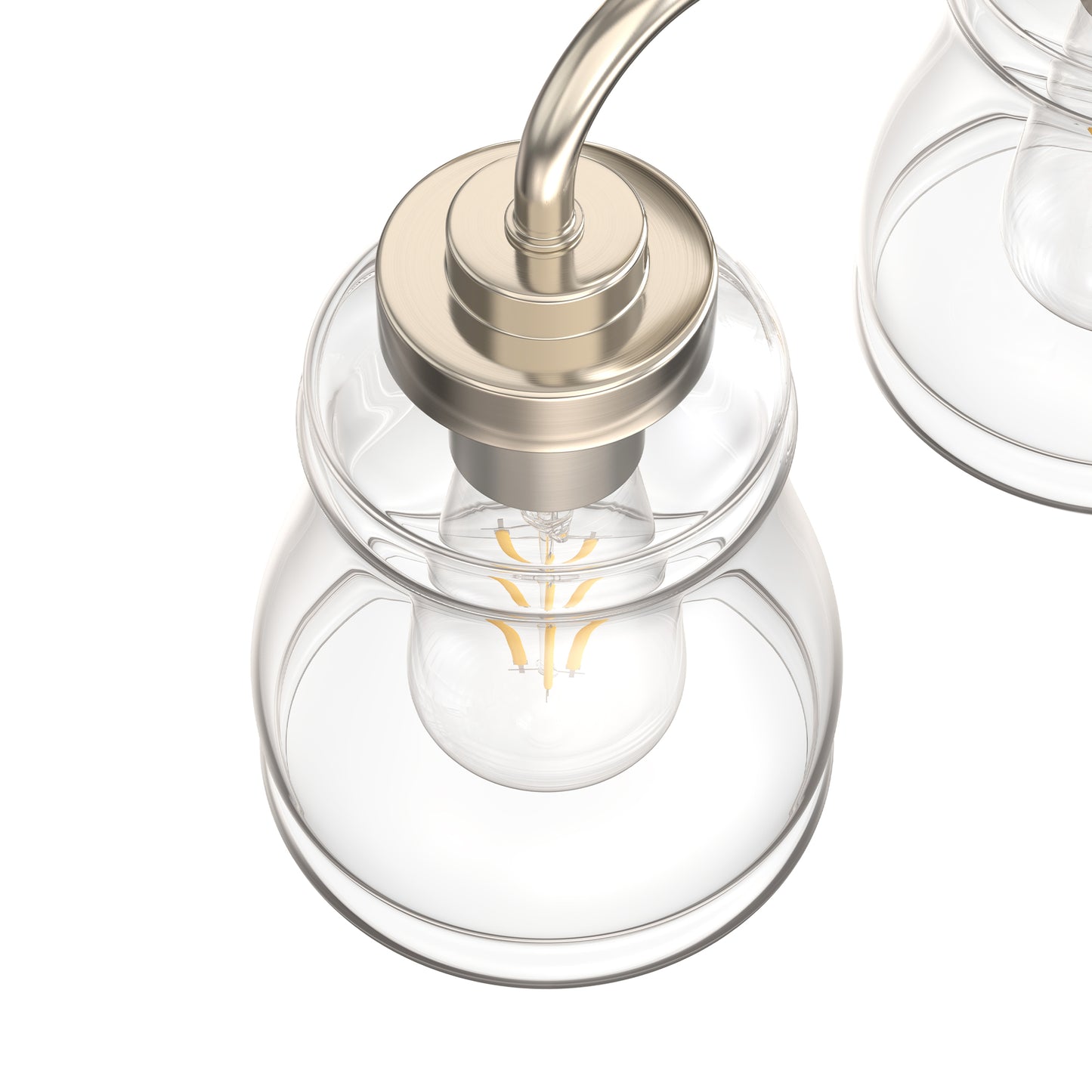 YANSUN 13 in. 2-Light Modern Nickel Bell Vanity Light Bathroom Fixture with Clear Glass Shade for Bathroom Mirror or Dressing