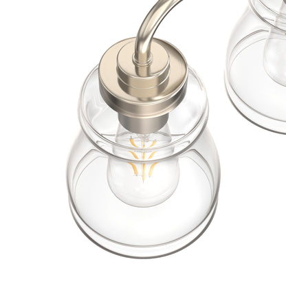 YANSUN 13 in. 2-Light Modern Nickel Bell Vanity Light Bathroom Fixture with Clear Glass Shade for Bathroom Mirror or Dressing