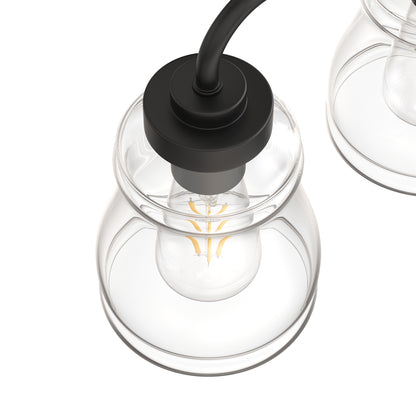 YANSUN 13 in. 2-Light Modern Black Bell Vanity Light Bathroom Fixture with Clear Glass Shade for Bathroom Mirror or Dressing