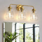 YANSUN 22 in. 3-Light Modern Gold Bell Vanity Light Bathroom Fixture with Clear Glass Shade for Bathroom Mirror or Dressing