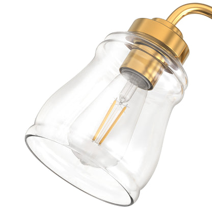 YANSUN 22 in. 3-Light Modern Gold Bell Vanity Light Bathroom Fixture with Clear Glass Shade for Bathroom Mirror or Dressing