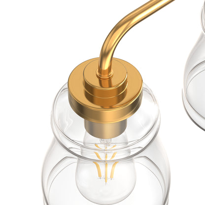 YANSUN 22 in. 3-Light Modern Gold Bell Vanity Light Bathroom Fixture with Clear Glass Shade for Bathroom Mirror or Dressing