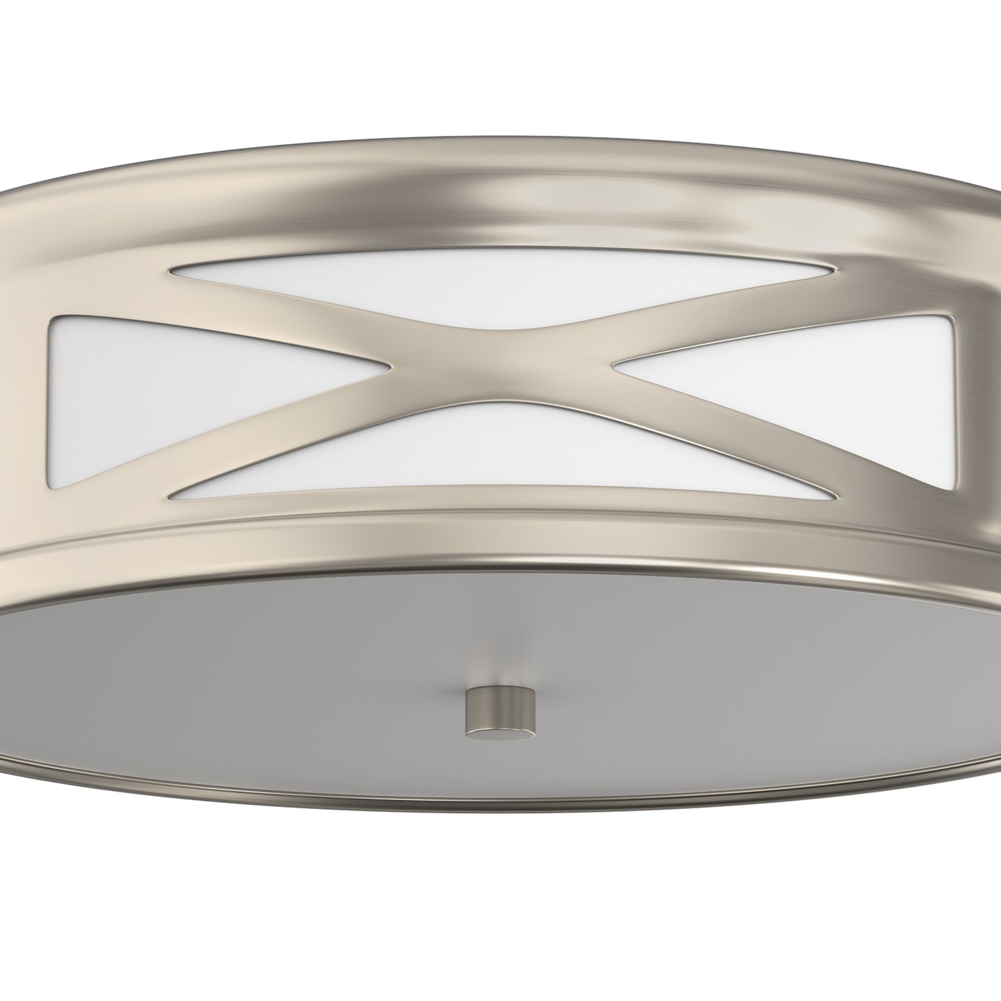 YANSUN 3.9 in. Brushed Nickel Dimmable Integrated LED Drum Flush Mount Ceiling Light w/ Milky Glass Shade for Bedroom, Hallway