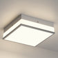YANSUN 2-Light Square Ceiling Light, Chrome Finish Flush Mount, E26 Socket, Glass Shade, Modern Ceiling Fixture for Bedroom Hallway