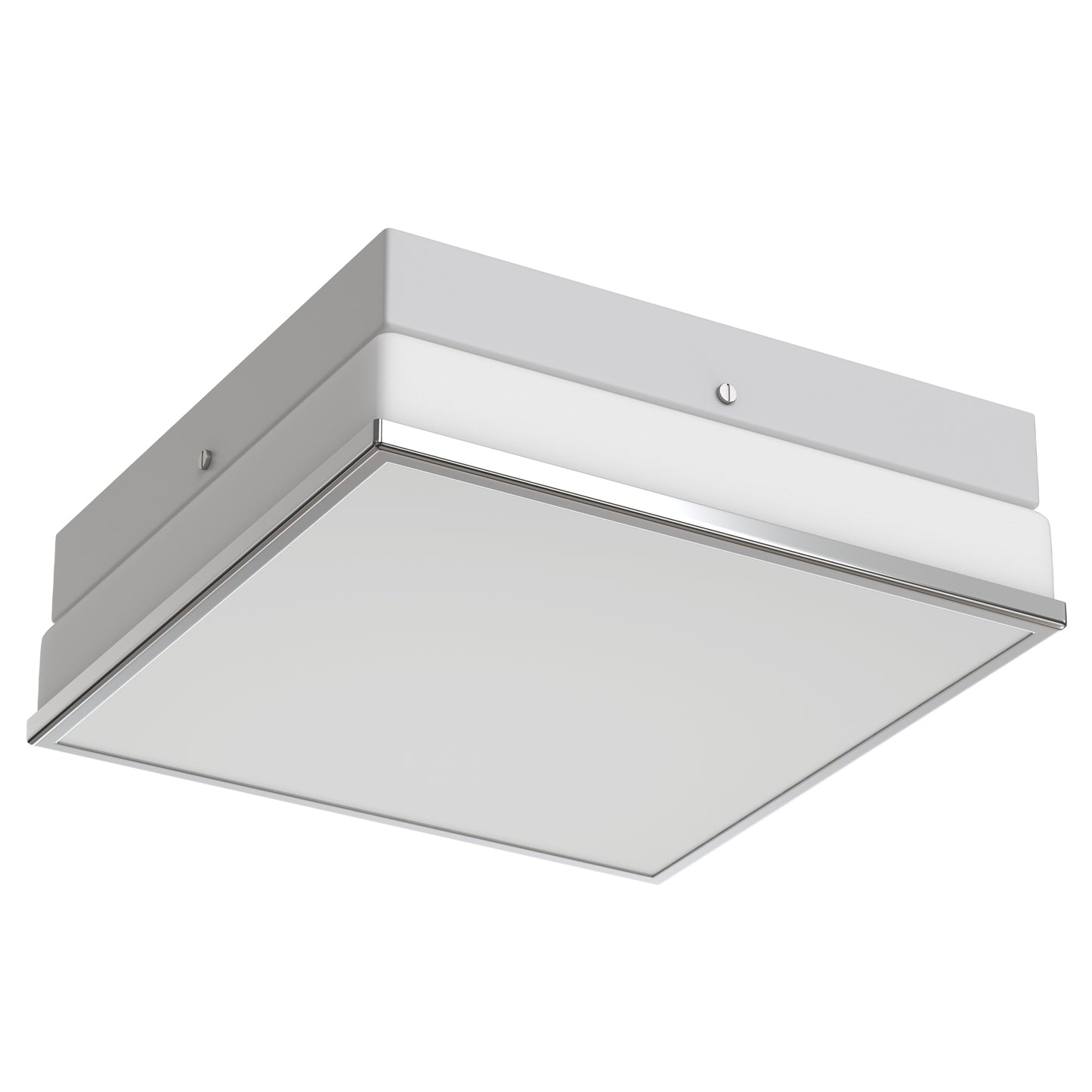 YANSUN 2-Light Square Ceiling Light, Chrome Finish Flush Mount, E26 Socket, Glass Shade, Modern Ceiling Fixture for Bedroom Hallway