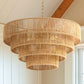 20in. 6-Light Hand Woven Rattan Pendant Light, Boho Brown Large Farmhouse Chandelier 4-Tier Rattan Shade for Living Room