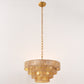 20in. 6-Light Hand Woven Rattan Pendant Light, Boho Brown Large Farmhouse Chandelier 4-Tier Rattan Shade for Living Room