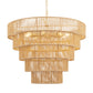 26 in. 8-Light Boho Brown Rattan Pendant, Affordable Brass E12 Chandelier