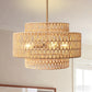 YANSUN 4-Light Traditional Chandelier with V-Shaped Woven Paper Shades, Copper and Brown Finish, E26 Bulbs Not Included