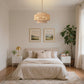YANSUN 4-Light Traditional Chandelier with V-Shaped Woven Paper Shades, Copper and Brown Finish, E26 Bulbs Not Included