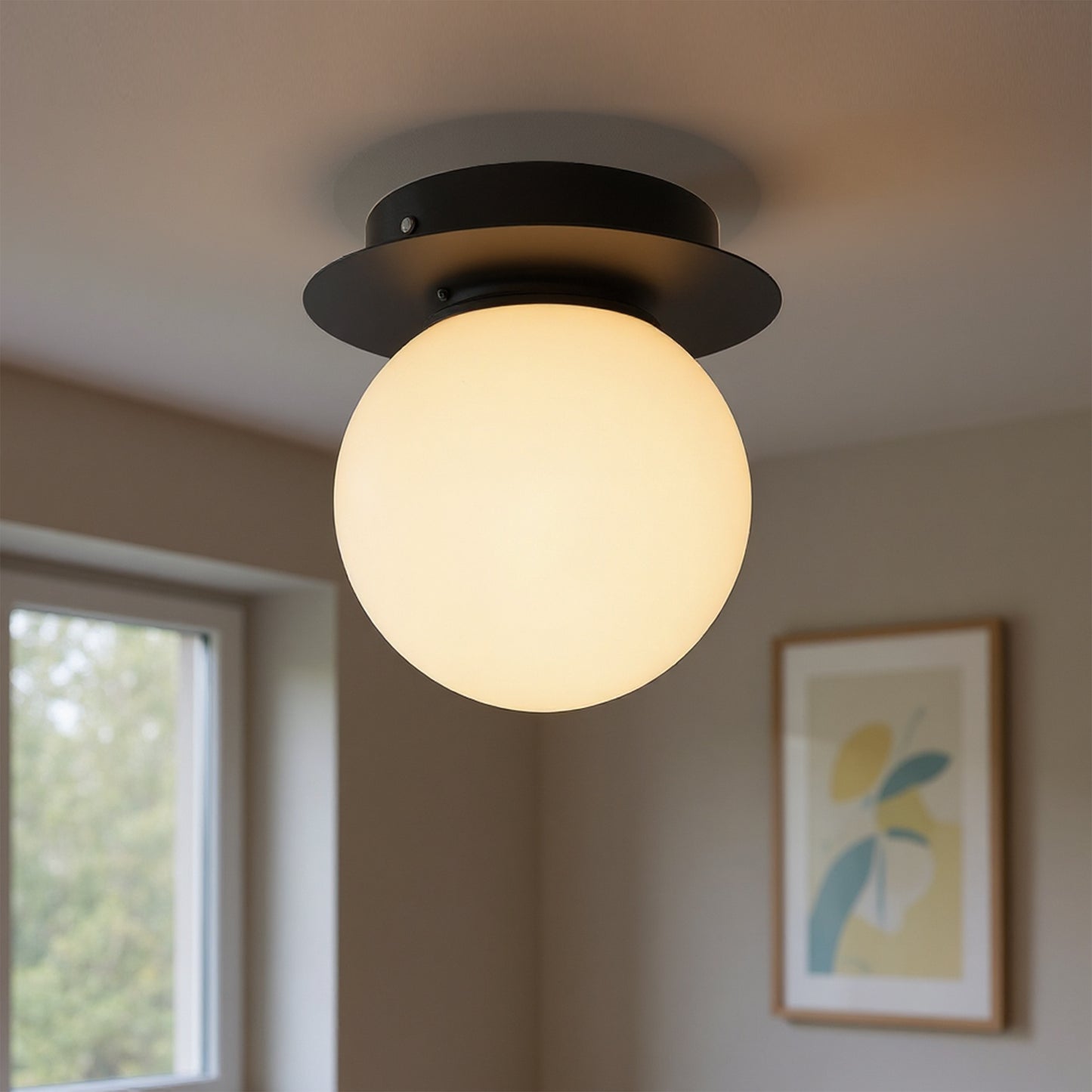 YANSUN 7.87 in. White Frosted Glass Globe Sconce Shade with 1 in. Neckless Fitter for Pendant, Sconce, Wall Light, Vanity Light