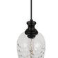 YANSUN 70.3 in 1-Light Matte Black Traditional Indoor Pendant Light with Goblet Water Ripple Glass Shade and No Bulb Included