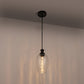 YANSUN 70.3 in 1-Light Matte Black Traditional Indoor Pendant Light with Goblet Water Ripple Glass Shade and No Bulb Included