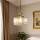 YANSUN 59 in. 1-Light Brass Finish Traditional Indoor Pendant Light with Clear Striped Glass Shade and No Bulb Included