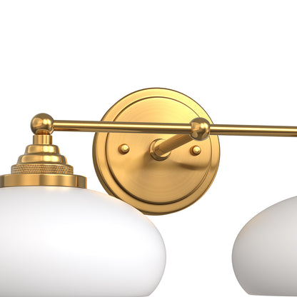 YANSUN 18in 2-Light Bathroom Vanity Light with White Bowl Glass Shades, Non-Included E26 Bulbs, Copper Metal Frame