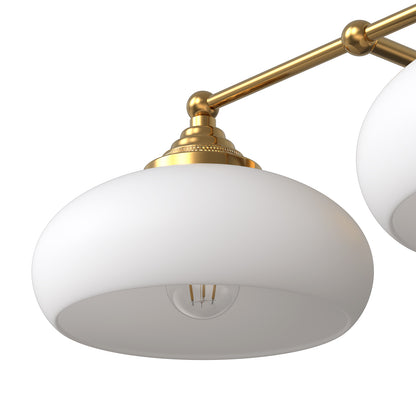 YANSUN 18in 2-Light Bathroom Vanity Light with White Bowl Glass Shades, Non-Included E26 Bulbs, Copper Metal Frame