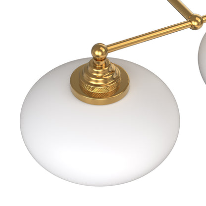 YANSUN 18in 2-Light Bathroom Vanity Light with White Bowl Glass Shades, Non-Included E26 Bulbs, Copper Metal Frame