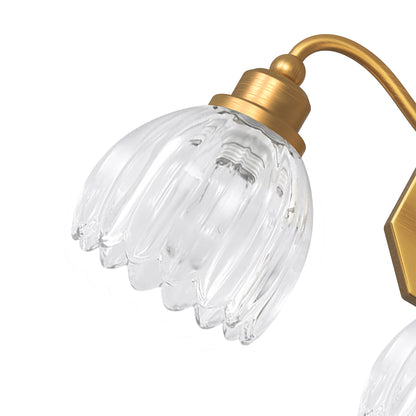 YANSUN 21.3in 3-Light Bathroom Vanity Light with Tulip Glass Shades, Curved Rod Copper Metal Finish, E26 Base