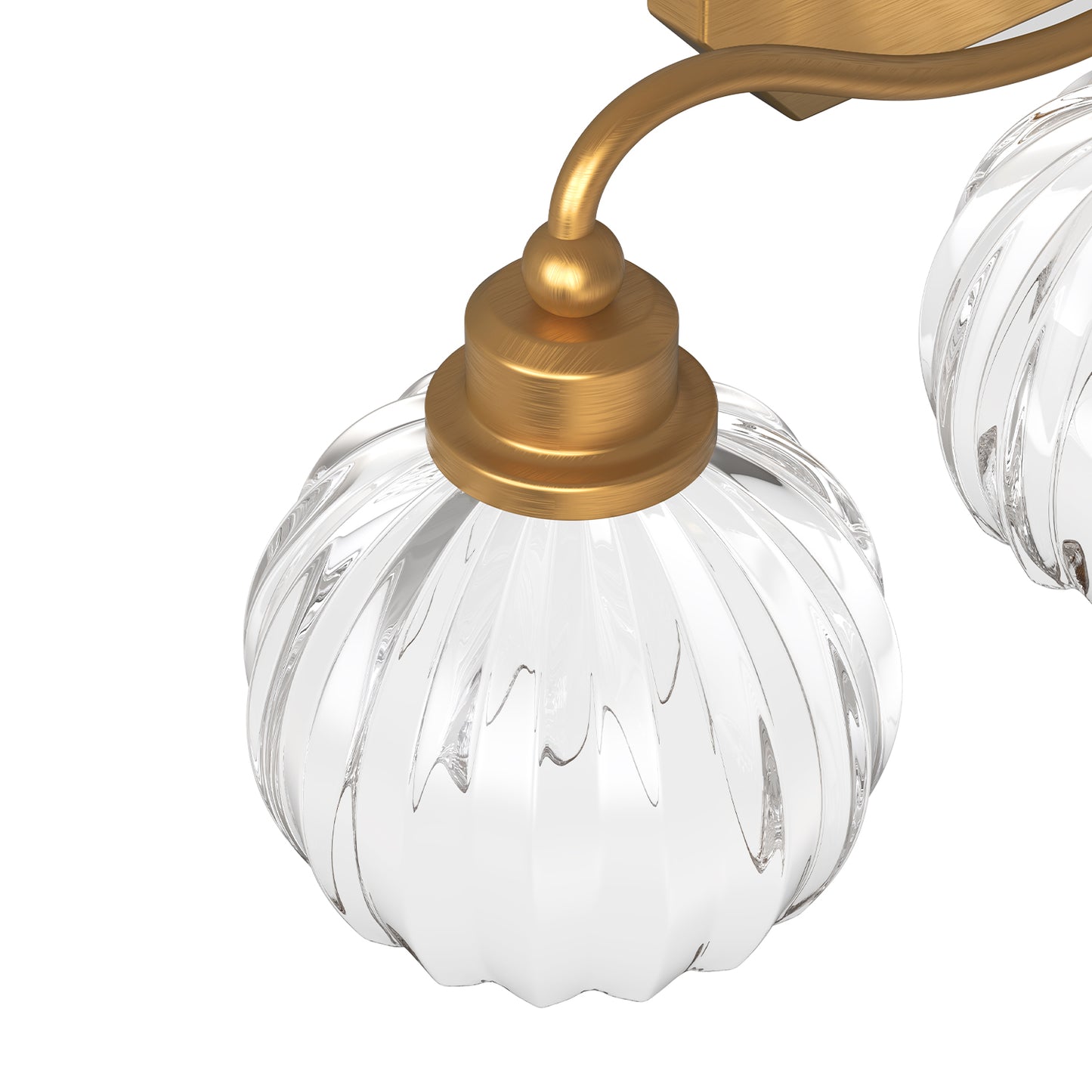YANSUN 21.3in 3-Light Bathroom Vanity Light with Tulip Glass Shades, Curved Rod Copper Metal Finish, E26 Base