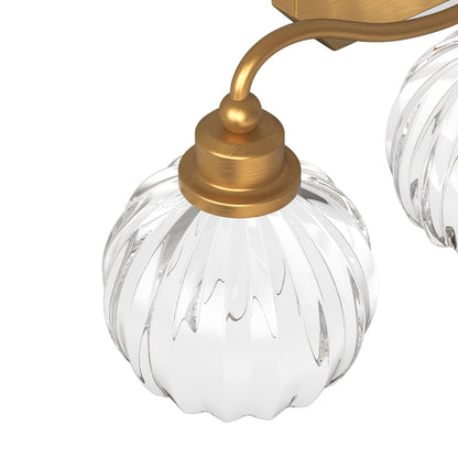 YANSUN 21.3in 3-Light Bathroom Vanity Light with Tulip Glass Shades, Curved Rod Copper Metal Finish, E26 Base