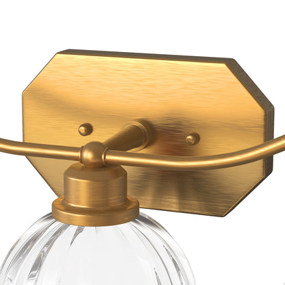 YANSUN 21.3in 3-Light Bathroom Vanity Light with Tulip Glass Shades, Curved Rod Copper Metal Finish, E26 Base