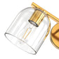 YANSUN 2-Light Bathroom Vanity Light with Clear Cylindrical Glass Shade, Copper Metal Finish, E26 Base, 14.2in