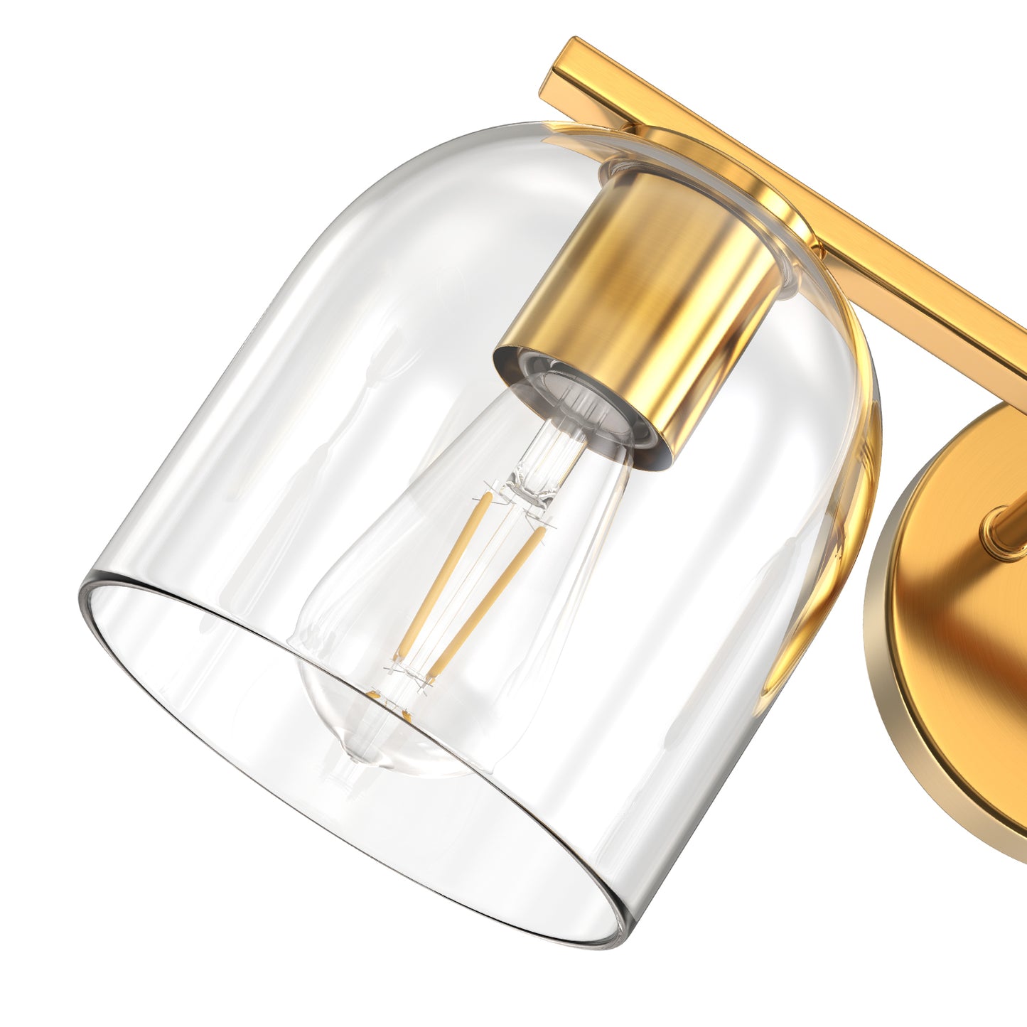YANSUN 2-Light Bathroom Vanity Light with Clear Cylindrical Glass Shade, Copper Metal Finish, E26 Base, 14.2in