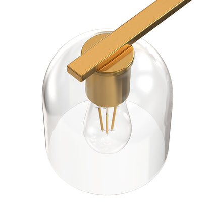 YANSUN 2-Light Bathroom Vanity Light with Clear Cylindrical Glass Shade, Copper Metal Finish, E26 Base, 14.2in