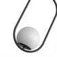 YANSUN 1-Light Modern Pendant Chandelier / Hanging Light with Frosted White Glass Globe, Black Metal Finish, Adjustable Rods, Track Ring Base