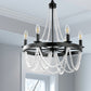 YANSUN 6-Light Black and White No Decorative Accents Candle Empire Chandelier for Dining Room with No Bulbs Included