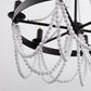 YANSUN 6-Light Black and White No Decorative Accents Candle Empire Chandelier for Dining Room with No Bulbs Included