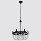 6-Light Matte Black Chandelier with White Wood Beads for Dining Rooms and Entryways