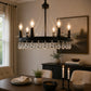 YANSUN 6-Light Black Chandelier with Crystal Bead Hanging Ceiling FixtureRustic Vintage Candle Style Industrial Ceiling Light