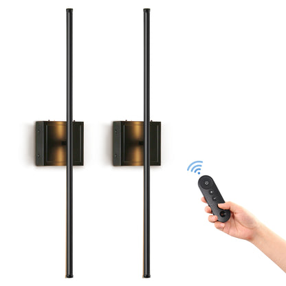 350?? Rotate Black Dimmable Wireless Integrated LED Wall Sconce with Remote, Sconce Wall Decor for Living Room(2-Pack)