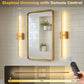 YANSUN Rotate Gold Dimmable Wireless Integrated LED Wall Sconce for Living Room with Remote Sconce Wall Decor 2-Pack