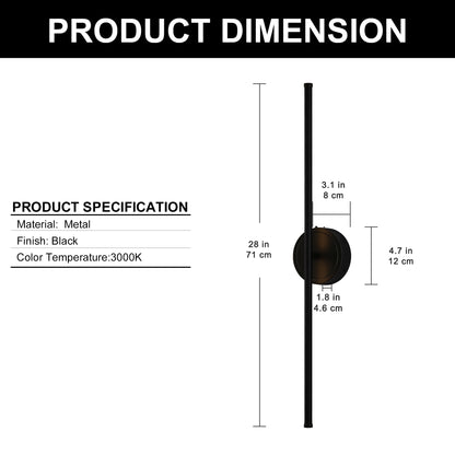 350?? Rotate Black Dimmable Wireless Integrated LED Wall Sconce with Remote, Sconce Wall Decor for Living Room(2-Pack)