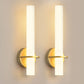YANSUN Set of 2 Wall Sconces with Opal Acrylic Shade, Gold Finish, Integrated LED Adjustable Color Temperature, 18.1-Inch