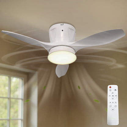 YANSUN 21 in 3-Blade Small Direct Fan Blade Ceiling Light, White, Hardwired, 100-240V