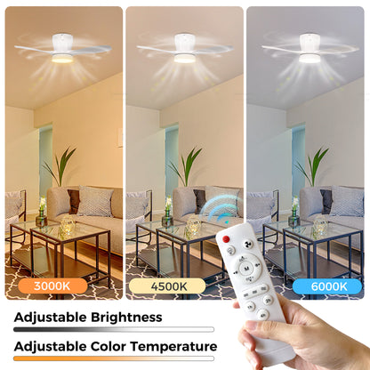 YANSUN 21 in 3-Blade Small Direct Fan Blade Ceiling Light, White, Hardwired, 100-240V