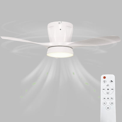 YANSUN 21 in 3-Blade Small Direct Fan Blade Ceiling Light, White, Hardwired, 100-240V